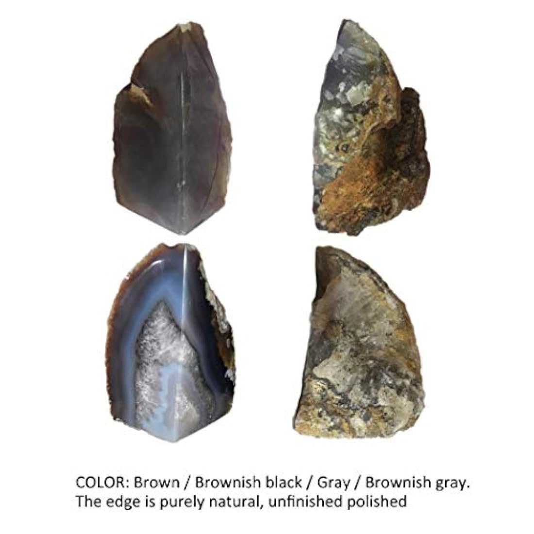 Par de sujetalibros de ágata natural 2-3 lbs (pequeño)