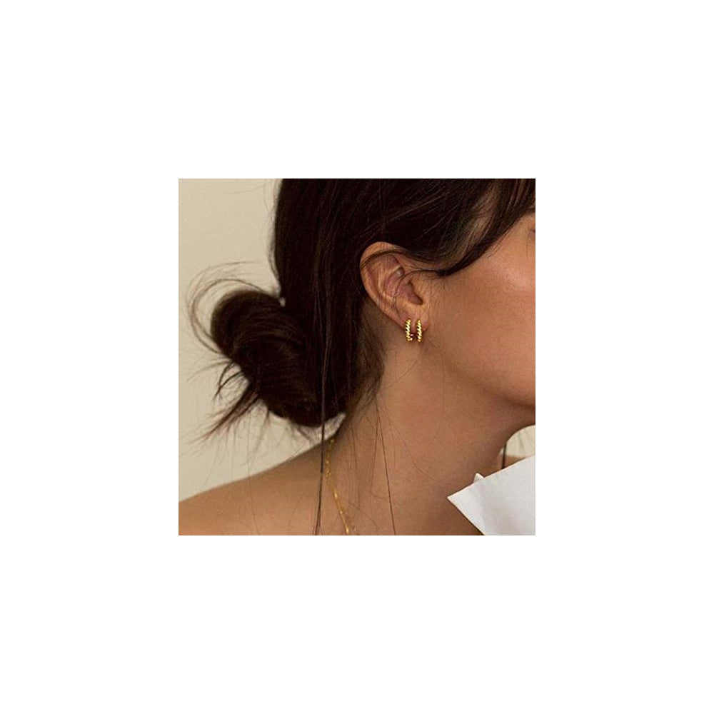 Aretes de aro pequeños de oro de 14 quilates hipoalergénicos