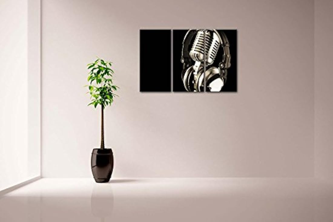 arte de pared auriculares y micrófono impresa en lienzo
