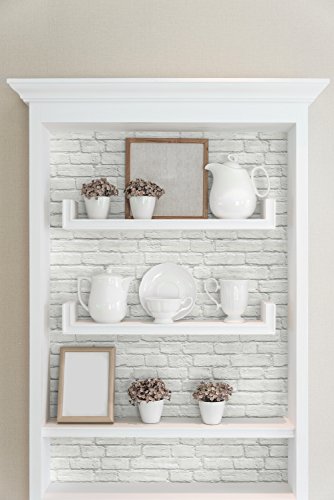 Papel pintado, adhesivo de ladrillo blanco