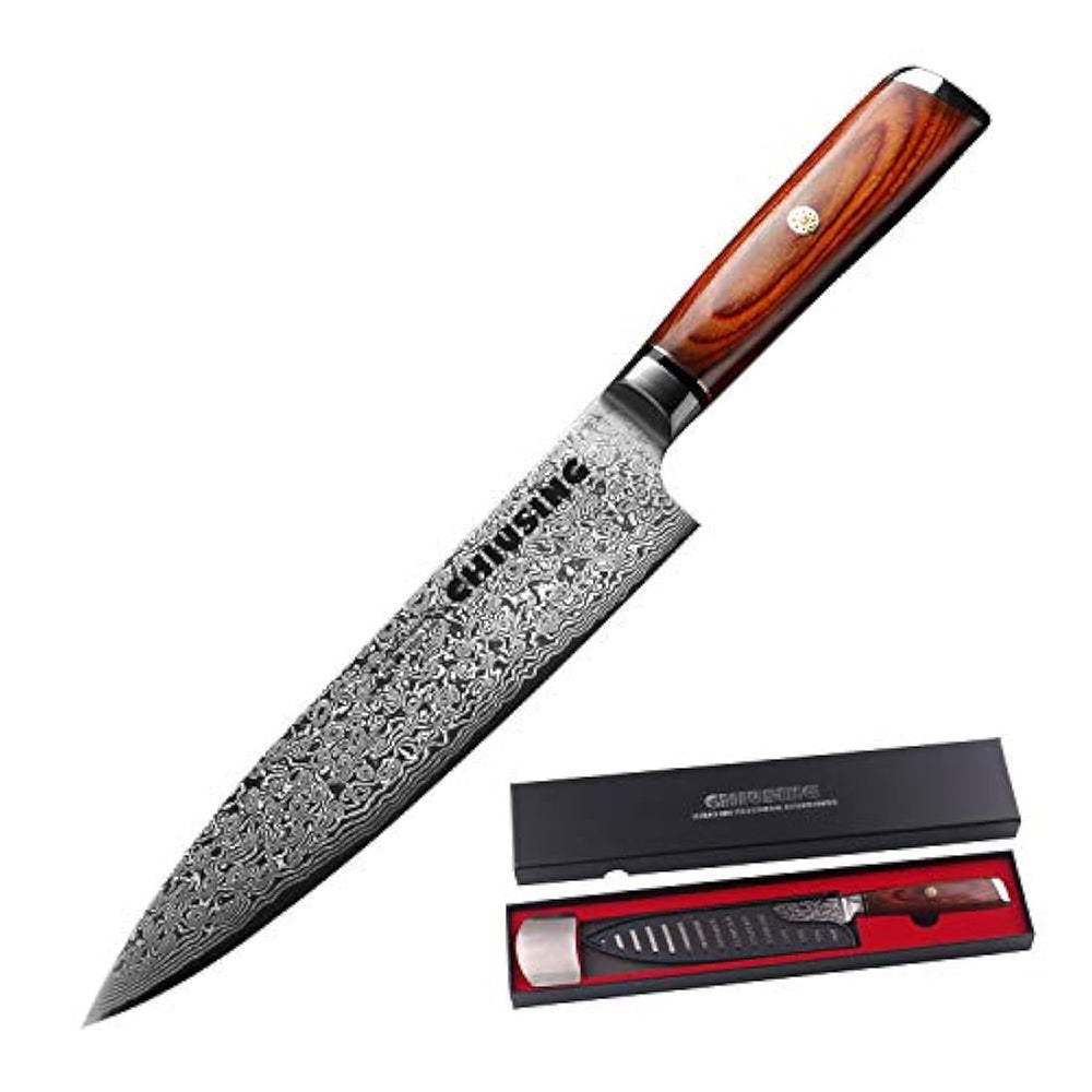 Cuchillo de chefs Damasco, CHIUSING 67 capas, hecho a mano