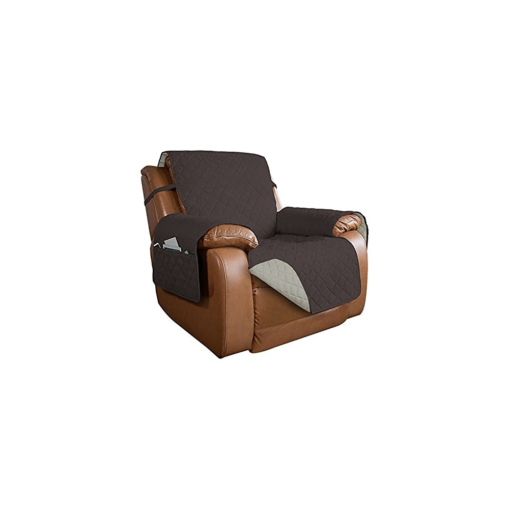 Funda acolchada reversible para sofá con correas elásticas.