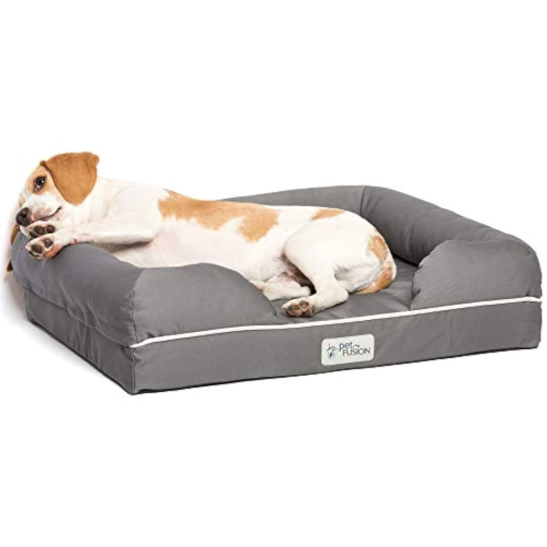 PetFusion Ultimate cama para perro, espuma viscoelástica ortopédica CertiPUR-US, opciones de tamaño / color, almohada de firmeza media, forro impermeable, cremalleras YKK, transpirable, 35% algodón, seguro de contacto con la piel, 3 años