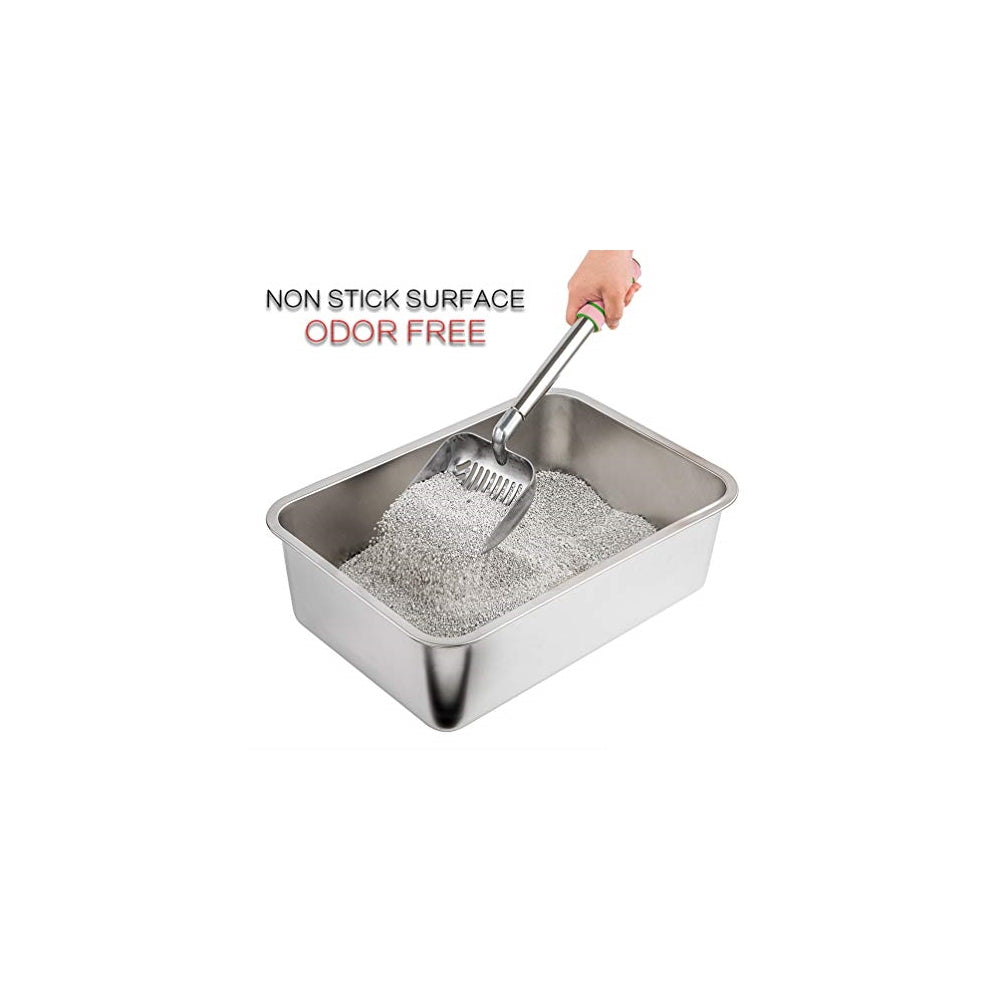 Caja de arena de acero inoxidable para gatos y conejos