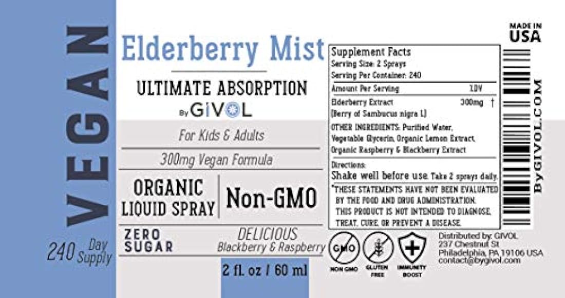 GIVOL (por Logic Remedy) líquido orgánico de saúco-sambucus