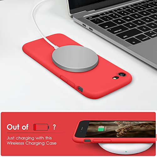 DTTOCASE - Funda para iPhone SE 2022/2020, iPhone 8, iPhone 7, funda de silicona líquida para iPhone SE 8 7 de 4.7 pulgadas, funda protectora colorida suave y sedosa para niñas y mujeres, color rojo