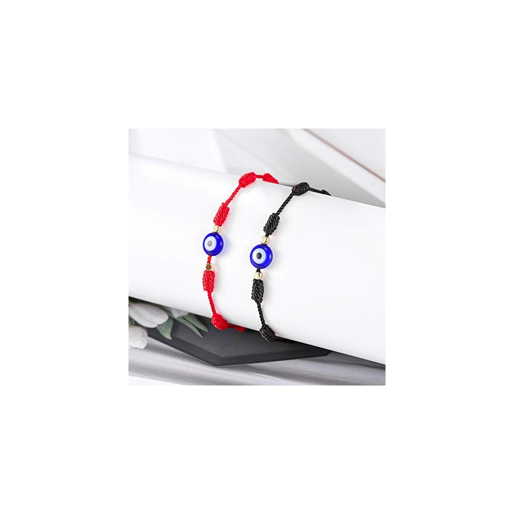 Pulseras y tobilleras de la suerte de mal de ojo 7 nudos