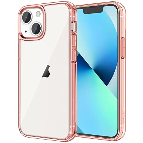 JETech - Funda compatible con iPhone 13 de 15,5 cm, a prueba de golpes, con parte trasera transparente, antiarañazos (oro rosa)