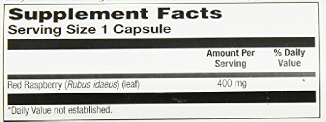 Solaray Rojo Frambuesa Hojas Cápsulas, 400 mg, 100 Count
