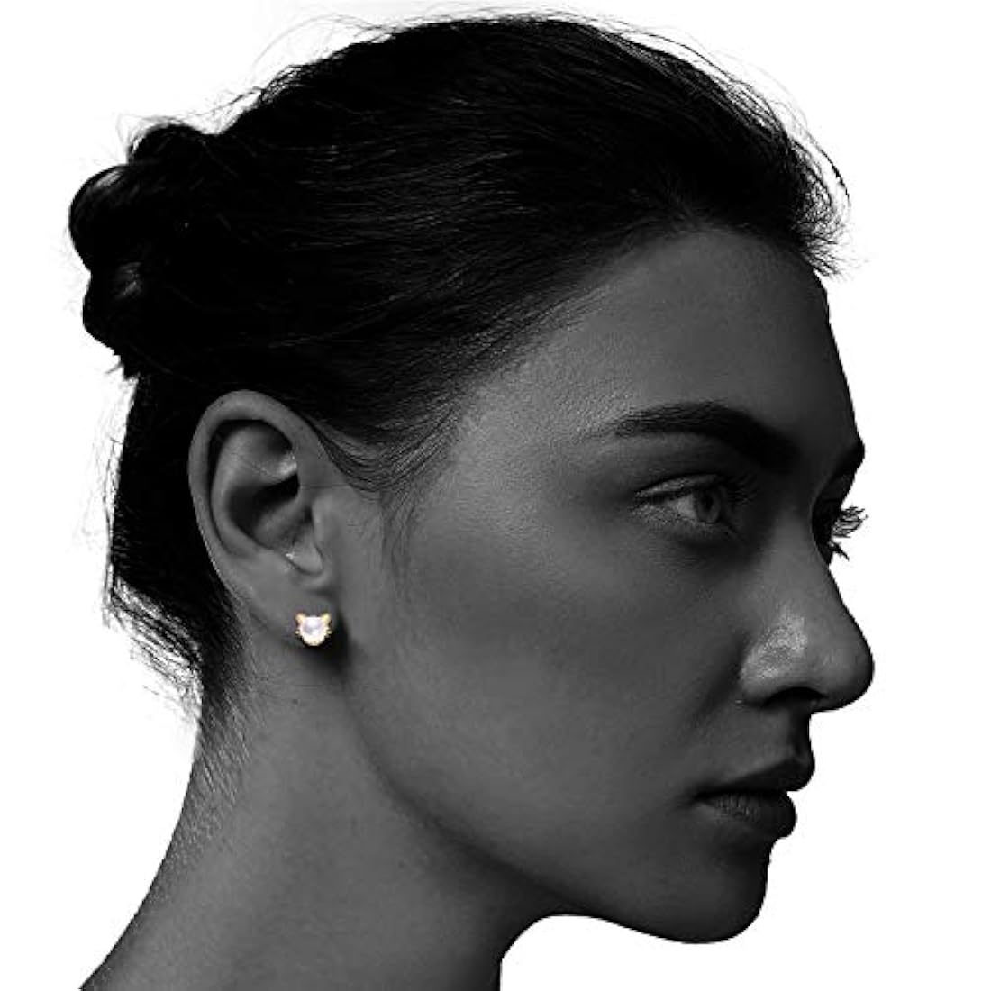 Pendientes de gato chapados en oro de plata de ley con perla