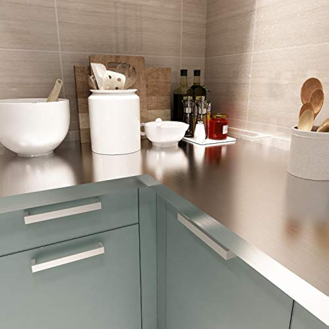 Livelynine Papel pintado decorativo de níquel cepillado