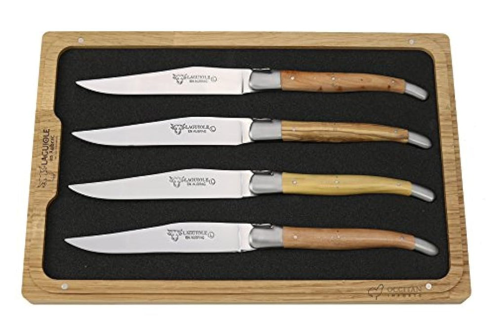Cuchillos de carne, Mixed Francés Woods asas, Conjunto de 4