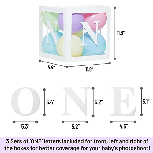 KIT decoraciones de primer cumpleaños del bebé, cubo transparente bloquea letras 'ONE' como decoración de pastel Smash para sesión de fotos en pasteles, tema de unicornio arcoíris