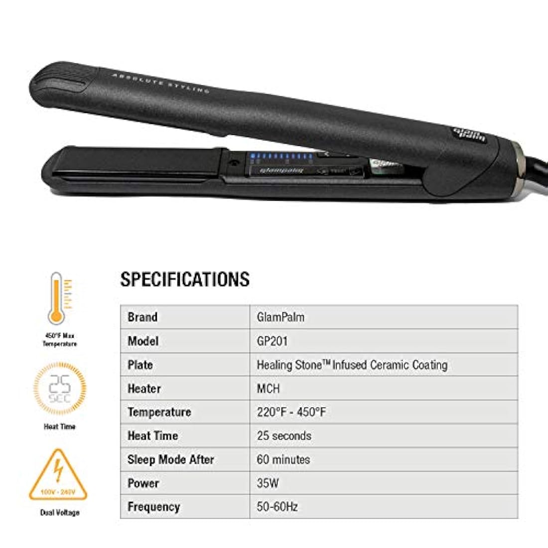 GlamPalm - Plancha de cerámica para el pelo