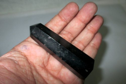 Genuino Negro 6 Facetas Aura Cristal de roca Natural Pulido