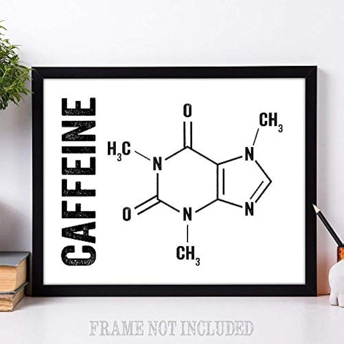 Molécula de cafeína Lámina tipográfica sin marco 11x14