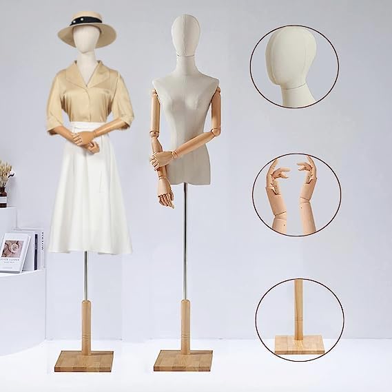 Maniquí Femenino Torso, Altura Ajustable 47-75 Pulgadas