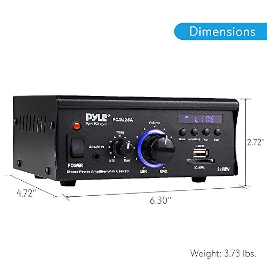 Amplificador de potencia visualización LED PYLE-HOME PCAU25A