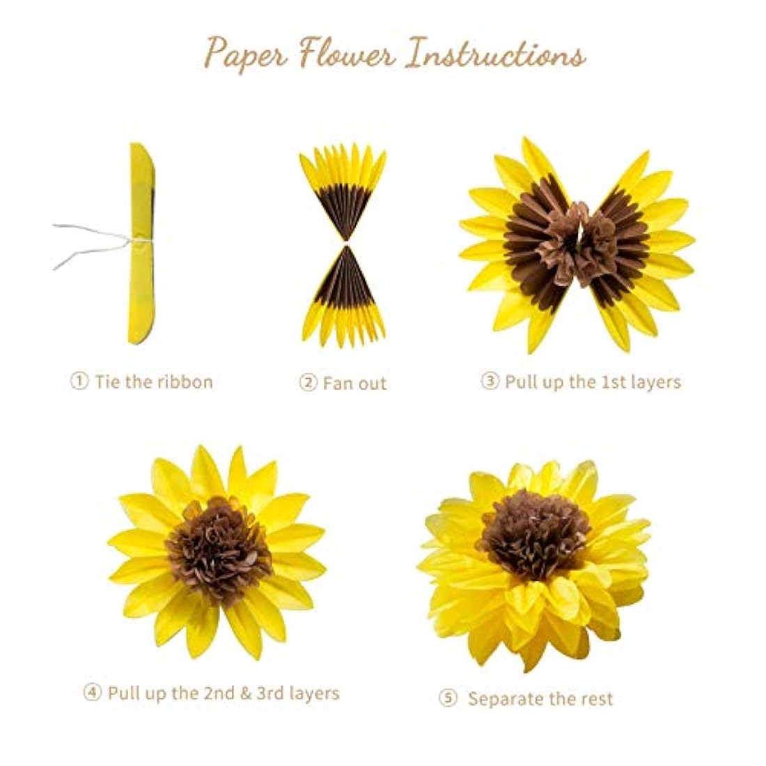 Pomos de papel de girasol para decoración de fiestas