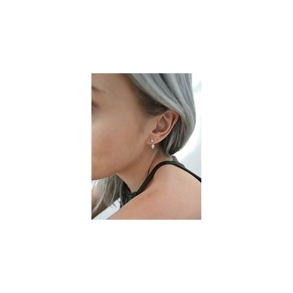 Aretes con forma de pera doble con circonita cúbica