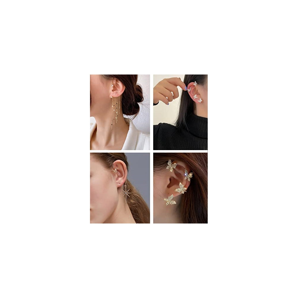 Aretes de mariposa largos con borla para las orejas