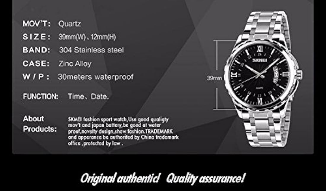 Reloj clásico de cuarzo para hombre con correa