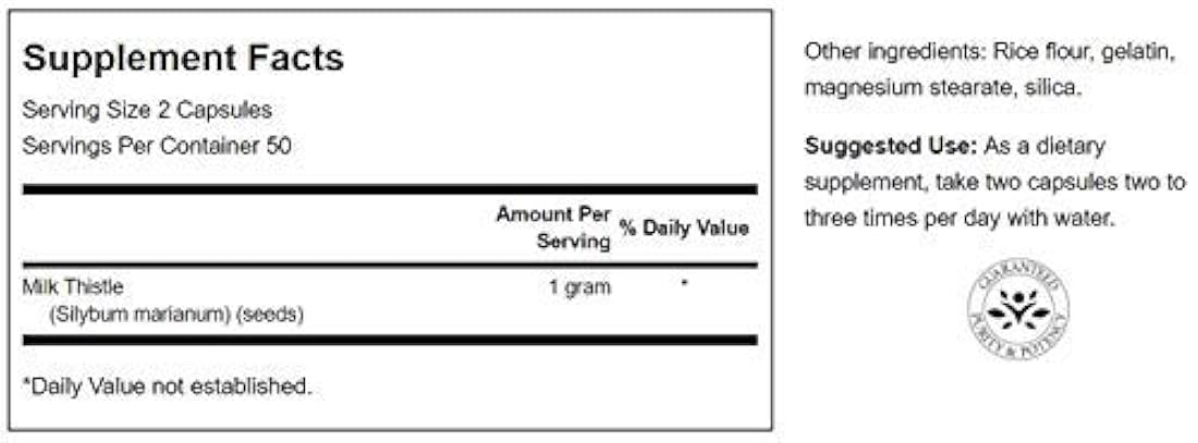 Cardo de leche de espectro completo 500 mg 100 cápsulas