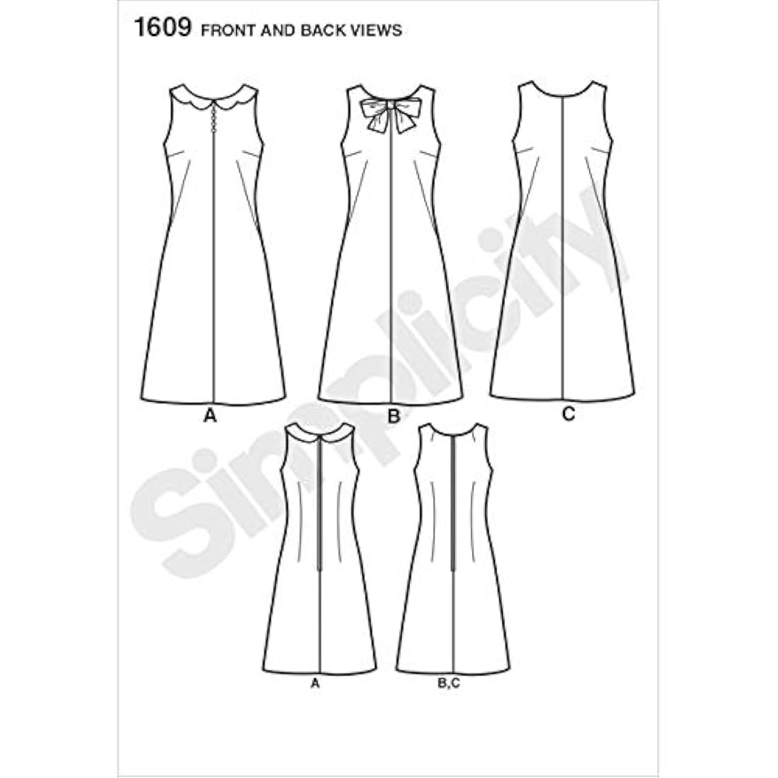 Simplicity - Patrón clásico Vestido, H5 (6 – 8-10 – 12 – 14)