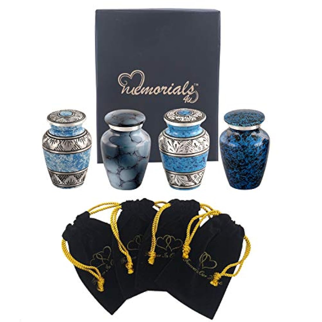 Juego de urnas de recuerdo clásico color azul, 4 unidades