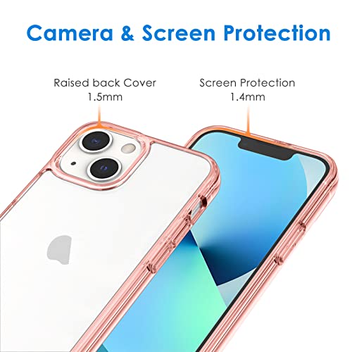 JETech - Funda compatible con iPhone 13 de 15,5 cm, a prueba de golpes, con parte trasera transparente, antiarañazos (oro rosa)