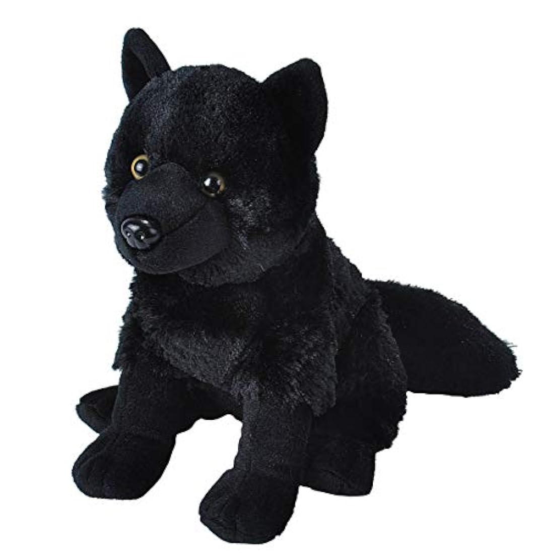 Peluche de lobo (peluche, 12.0 in), color negro.
