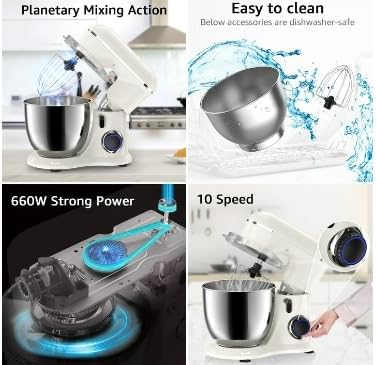 Batidora de Pie 6.5QT 660W 10 Velocidades, Modelo: Tilt-Head