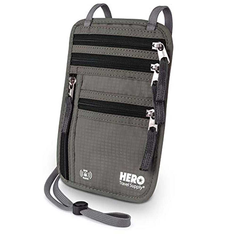 Portadocumentos de viaje estilo cartera con bloqueo RFID