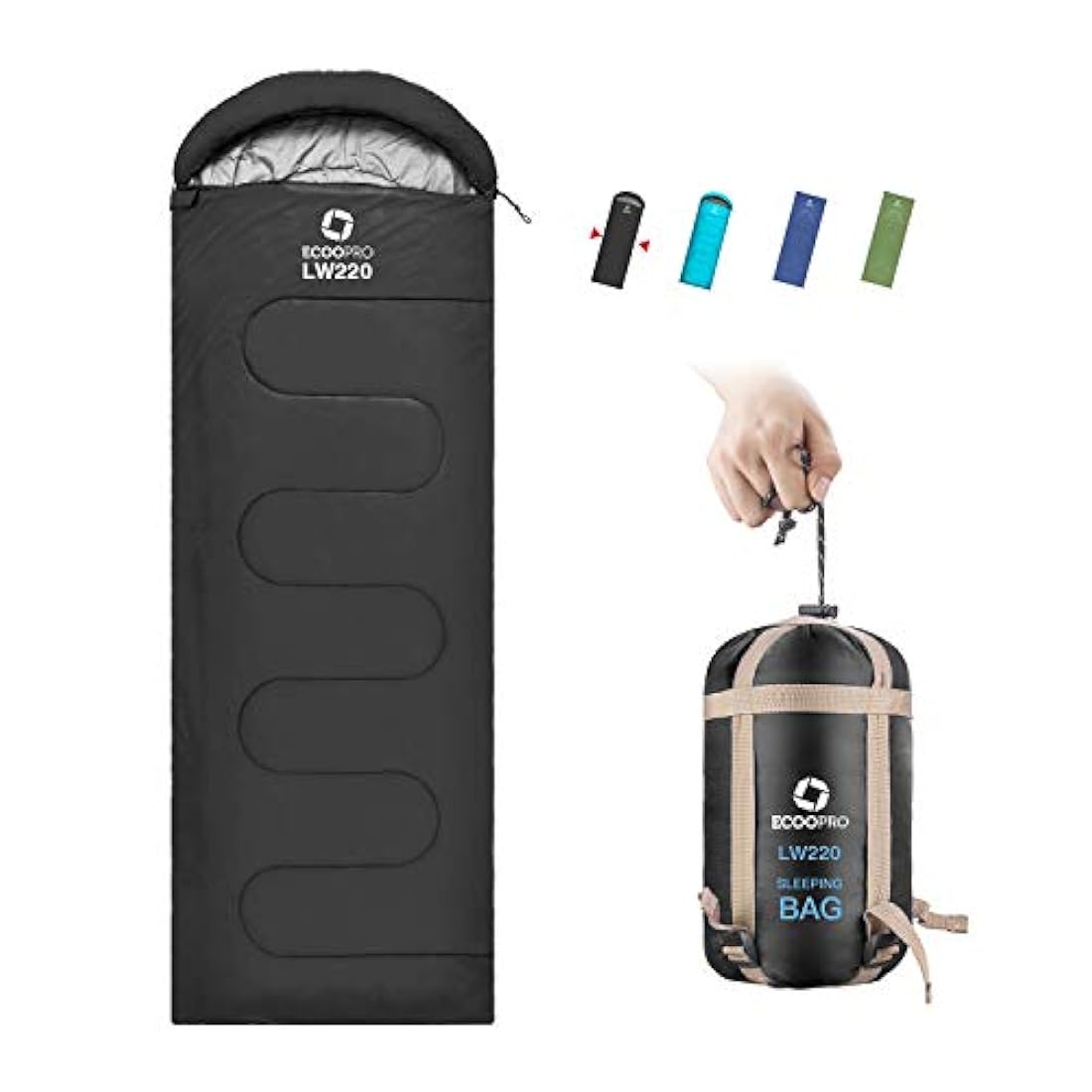 Saco de dormir cálido, portátil, impermeable, compacto