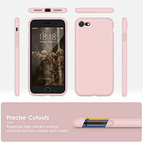 DTTOCASE - Funda para iPhone SE 2022/2020, iPhone 8, iPhone 7, funda de silicona líquida para iPhone SE 8 7 de 4.7 pulgadas, funda protectora suave y sedosa colorida para niñas y mujeres, arena rosa