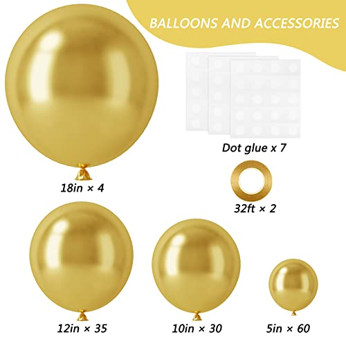 RUBFAC 129 globos de látex metálicos dorados de diferentes