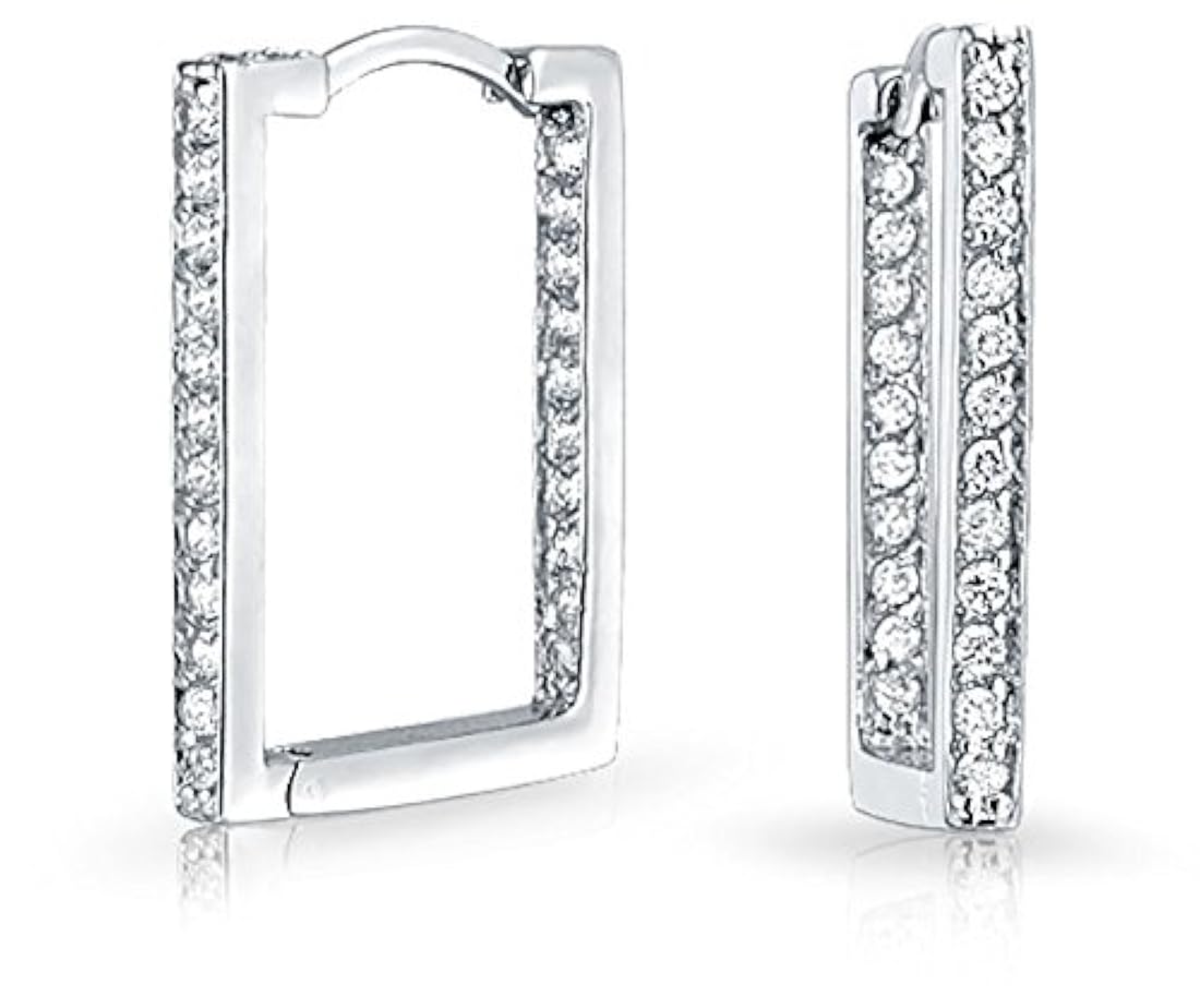 Bling Jewelry - Inside Out CZ Plata Rectángulo Aro