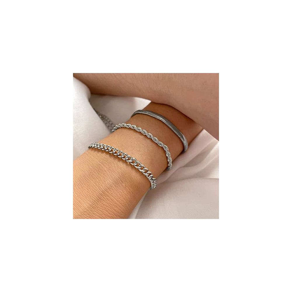 Pulseras Juego de 9 pulseras de cadena de oro para mujeres