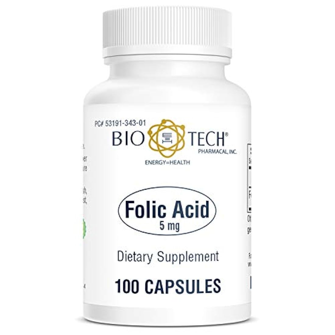 Ácido fólico farmacal Bio-Tech (5 mg, 100 unidades)