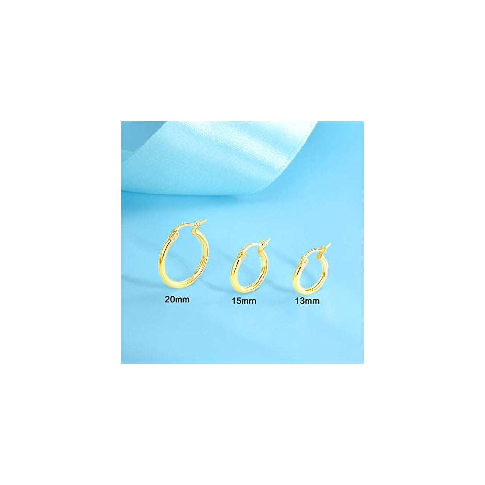Aretes de aro chapados en oro blanco para mujeres