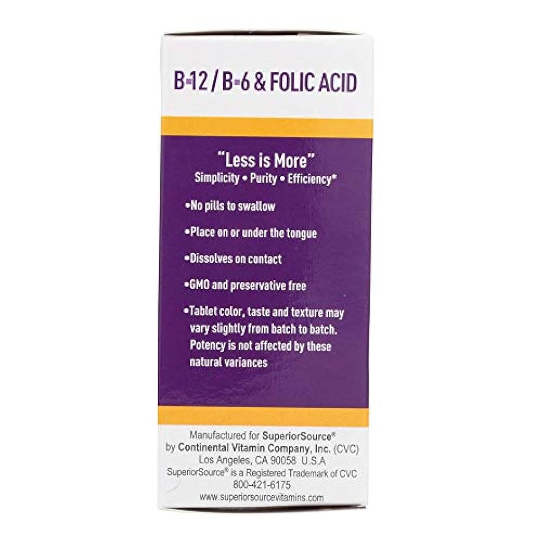 microlingual no Shot Cyanocobalamin B12 (1000mcg) + B6 & ácido fólico (400mcg), 076635901319, 100, 1, 1