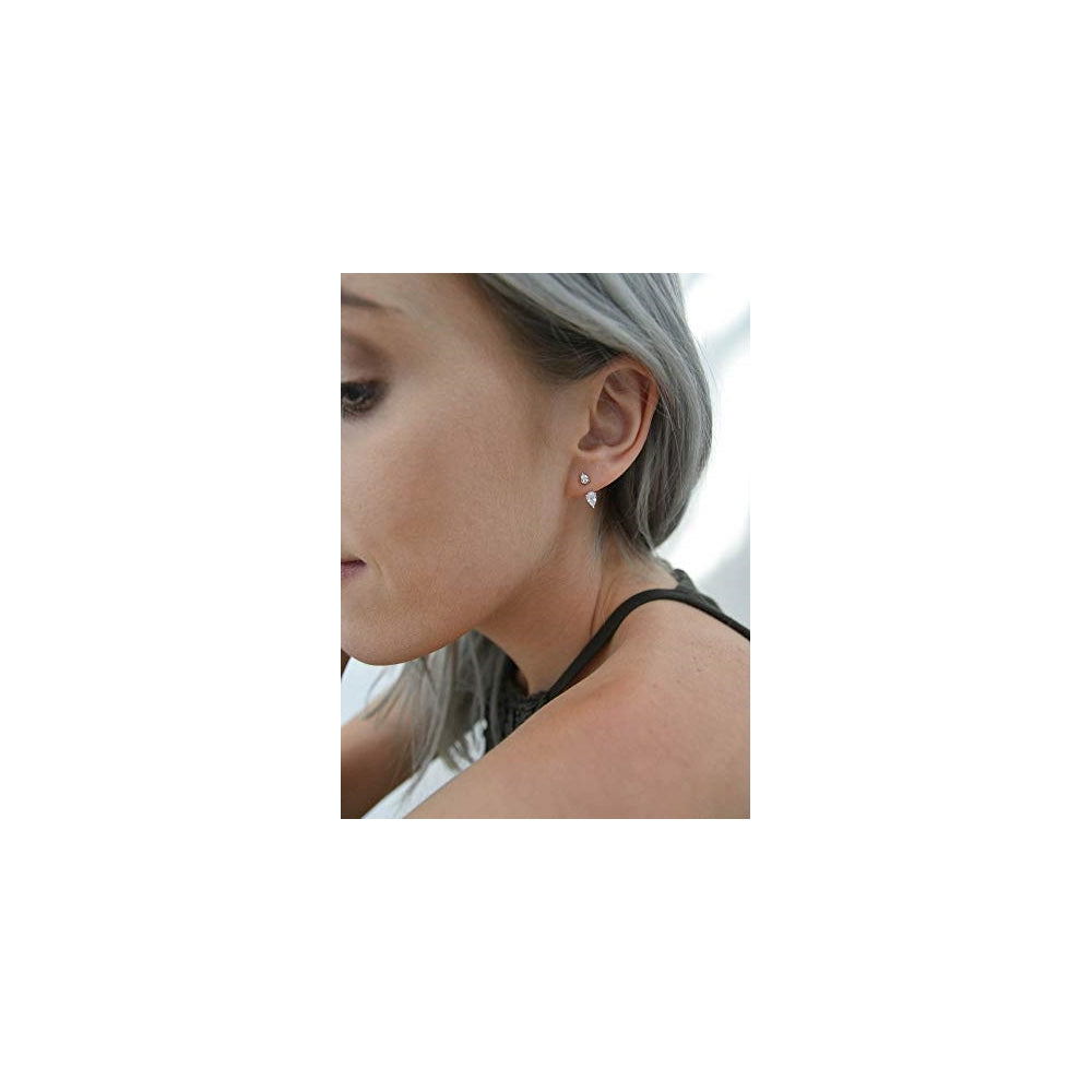 Aretes con forma de pera doble con circonita cúbica