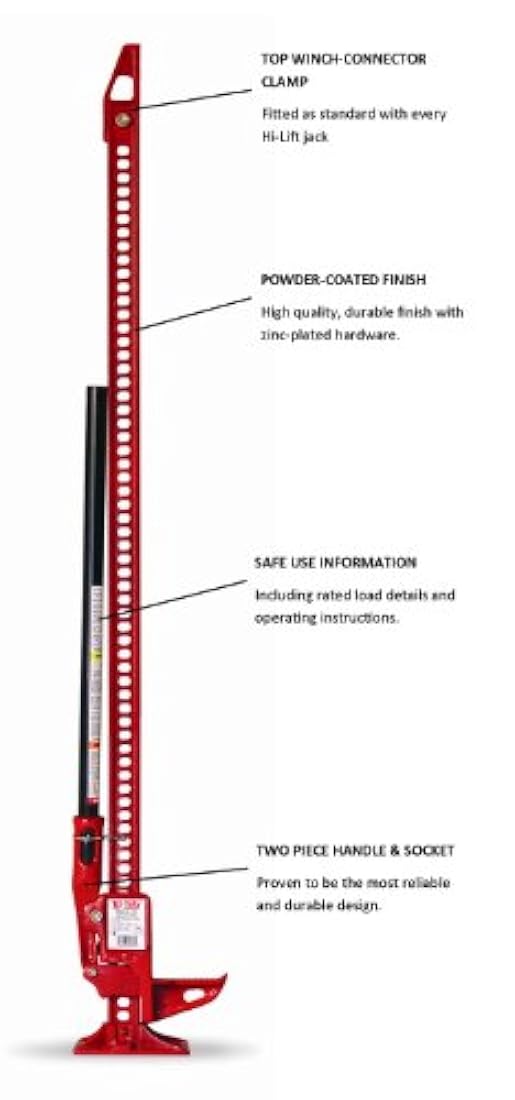 Gato elevador Hi-Lift de pieza fundida, color rojo., Rojo