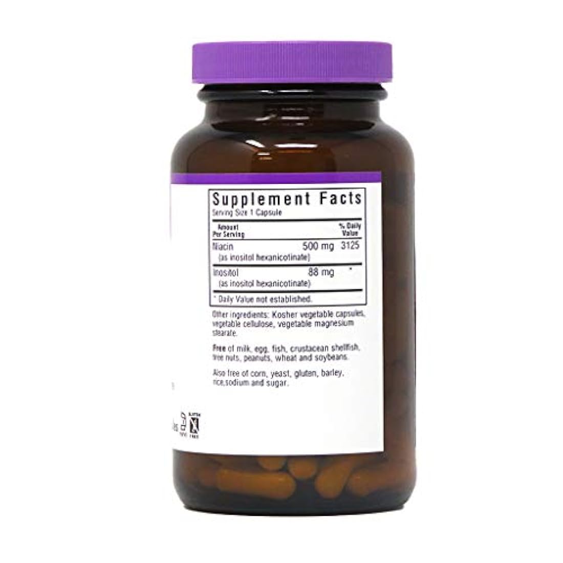 Bluebonnet Niacina sin enjuague 500 mg cápsulas vegetales, 120 unidades