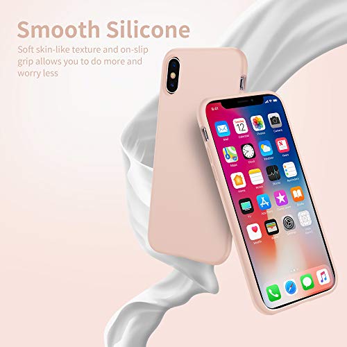 OTOFLY Funda para iPhone XS/iPhone X, ultra delgada, funda de gel de silicona líquida con protección completa antiarañazos, a prueba de golpes, compatible con iPhone X/XS, rosa