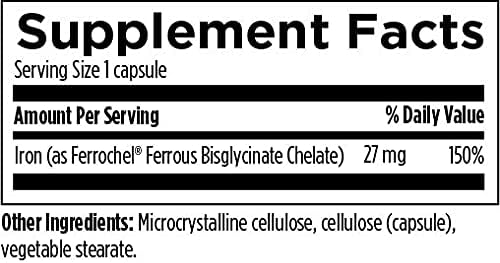 Suplemento Ferrochel de bisglicinato de hierro veganas 120u