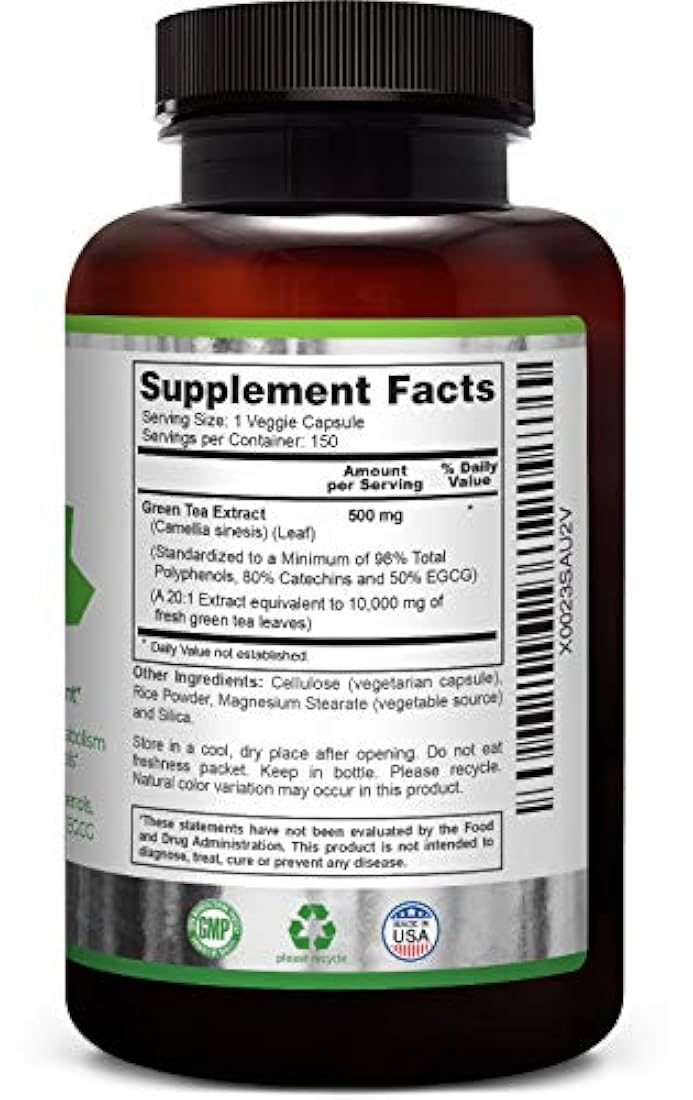 Extracto de té verde Zazzee, 150 cápsulas vegetales