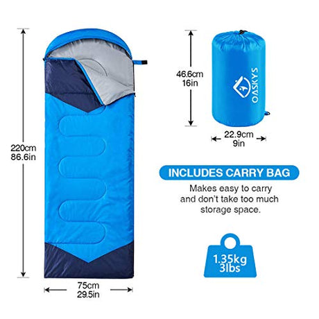 Oaskys Saco de dormir para acampar, para 3 estaciones, clima cálido
