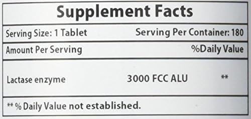 Suplemento Enzima de lactasa 3000 FCC ALU 180 Comprimidos
