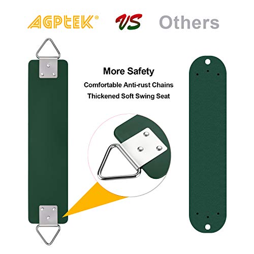 AGPTEK Juego de columpio, asiento oscilante con cadenas antioxidantes de 65.7 in, revestimiento termoplástico, soporte de 660 libras, asiento oscilante, accesorios de repuesto con ganchos para exteriores, patio de recreo, selva y gimnasio, verde